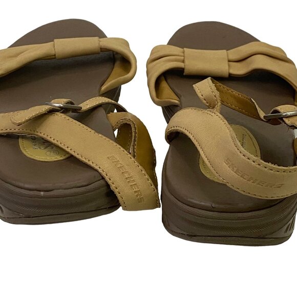 Skechers Shape-Ups 24918 Leather Camel Tan Sandals Ankle Straps Walking Size 7.5 - Picture 11 of 15